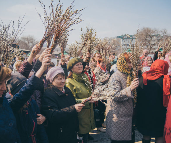 Сотни верующих амурчан сегодня освятили вербу в церквях